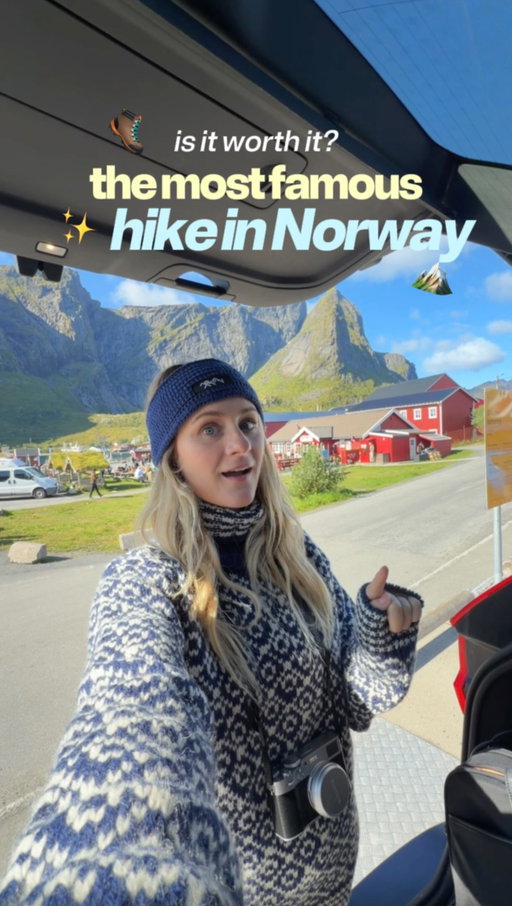Is the famous hike in Norway worth it?! I climbed nearly 2,000 steps straight up to get this view and it wasn’t necessarily easy…

This is the Reinebringen hike in the Lofoten Islands. I saw a picture of this view 20-something years ago and I always hoped to see it with my own eyes!! 

I’ve seen a ton of photos and videos of this place since then, but I never knew exactly what to expect to get there which is why I made this video. 

This hike actually used to be much more dangerous (without the stone steps) just a few years ago, so it’s definitely more accessible now!

Things I wish I did:

🕶️ Brought sunglasses (WHY DO I ALWAYS FORGET MINE?!!!)
🍫 Brought more snacks (literally only brought 3 cookies? Oh?)
💦 Brought more water — I accidentally only packed sparkling water ☠️ and @gatorade which SAVED me
🎒 Brought an extra backpack to store all the layers I kept taking off (+the more snacks and water)
👚 Worn more layers, especially a tee or tank for when it got hot
🌅 Gone back for sunset because the weather ended up being okay!!

Do you want to do this hike now?! 

#lofoten #reine #norway #besthikes
