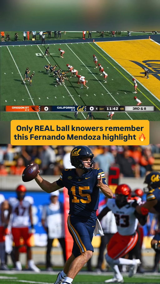 FERNANDO MENDOZA DID WHAT?! 😳🐻

Before Fernando Mendoza became Indiana’s first Heisman Trophy winner, his career was taking off at Cal.

Against Oregon State in 2024, Mendoza dumped the ball off to Jaivian Thomas before trailing the play. 

As Thomas was being tackled, he flipped an alert lateral back to Mendoza, who took it nine yards into the end zone. Because the lateral came after a completed pass, Mendoza was credited with a touchdown pass on the play.

Mendoza finished the afternoon with a then-career-high 364 passing yards and two touchdowns as Cal snapped a four-game losing streak with a dominant 44-7 win.

The Miami native spent three seasons with the Golden Bears, finishing his Cal career as the program’s all-time leader in completion percentage at 66.4% while tying Aaron Rodgers and Gale Gilbert with 10 career 250-yard passing games. 

He also earned his bachelor’s degree in business administration from Cal in just three years.

Mendoza eventually transferred to Indiana, where he put together one of the greatest seasons in program history. 

He became the first Hoosier to win the Heisman Trophy, while also taking home the Maxwell, Walter Camp, Davey O’Brien and Manning Awards. 

Mendoza threw for 3,535 yards and 41 touchdowns, accounted for a school-record 48 total touchdowns and set Indiana’s single-season completion percentage record at 72%.

What a journey for Fernando Mendoza.

Have YOU seen this play before?🤔

Via: ESPN 

#collegefootball #cfb #cfb26 #cfb25
