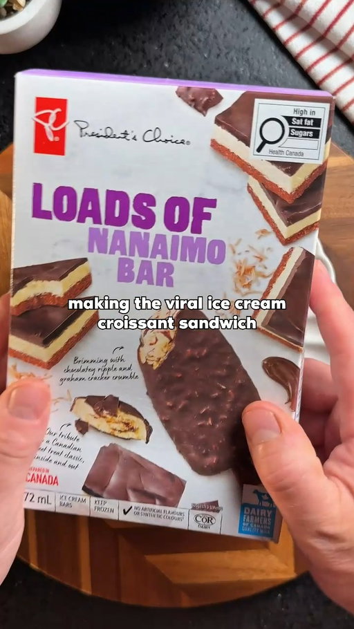 POV: the viral croissant ice cream trend just got a Canadian upgrade 🇨🇦. PC Loads of Nanaimo Bar Ice Cream Bars + Loblaws All Butter Croissant = 😋​