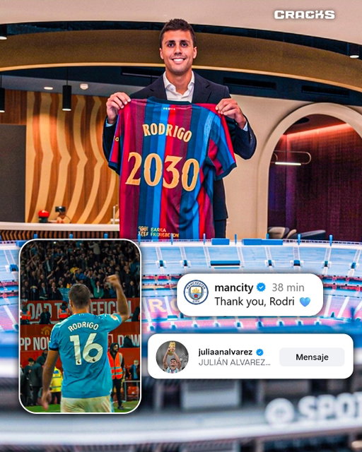 VIDEO DE DESPEDIDA... Y LIKE DE JULIÁN ❤️📽️

El Manchester City subió un video de despedida y su llegada al Barcelona para Rodri, y Julián le dió "me gusta". 🕷️