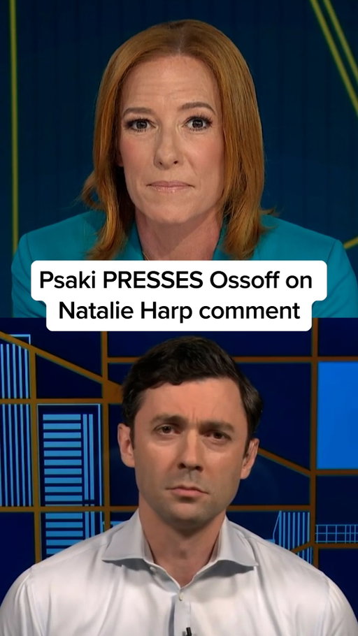 Senator Jon Ossoff invoked President Trump’s executive assistant, Natalie Harp, during a rally in Atlanta, saying, “He doesn’t want to do the job, he wants to build his ballroom and travel with Natalie on their apparently defenseless flying palace gifted by the Emir of Qatar.” Ossoff joined MS NOW’s @jenpsaki, who pressed him, “Why did you decide to invoke Natalie Harp specifically?”