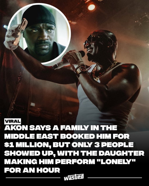 Akon flew to the Middle East on a private Boeing 747 with a bedroom, a shower, a game room and a theatre on board. Full crew, full production, a booking he estimates cost the family close to $5 million all in. He assumed he was playing an arena.

Three people came. The mother, the daughter and the son, seated in the middle of the room.

He started the set. Partway through, the daughter told him to stop. He asked if everything was okay. She wanted Mr. Lonely. He played it, and when it ended she asked for it again. That continued for the rest of the hour.

His fee was $1 million. Telling the story on Flagrant, he noted that they could have hired a karaoke machine and saved several million.

Lonely came out in 2004 and was built on a sped-up Bobby Vinton sample. He is currently touring the US with Ne-Yo.

Sources: Flagrant, LADbible, Worldstar