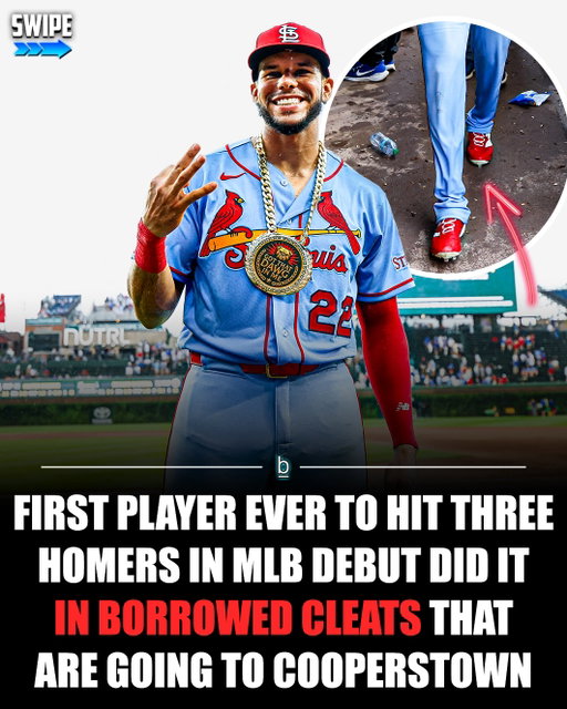 There are good MLB debuts, great MLB debuts, and then there’s whatever Joshua Báez just did. 😂

The 23-year-old became the first player in MLB history to hit THREE home runs in his big-league debut, helping the Cardinals beat the Cubs 8-4 at Wrigley Field. His first MLB swing went 449 feet to center, and he finished with 5 RBIs. ⚾️

But the home runs aren’t even the best part of the story.

Báez showed up to Wrigley with dirty cleats, so teammate Bryan Torres had to find him a clean pair of size 12s. He eventually found a pair in Blaze Jordan’s locker, grabbed a belt from a trainer and batting gloves from José Fermín. 👍

Jordan didn’t even mind. He told Báez to keep the cleats because they were now his debut shoes.

Safe to say, that worked out pretty well. 🤷‍♂️

Báez homered to center, left and right field, then agreed to donate the borrowed cleats to the Baseball Hall of Fame.

And there’s one hilarious problem: Jordan’s name is still written inside them. ✍️

So Blaze Jordan accidentally got his name into Cooperstown after simply leaving a clean pair of cleats in his locker.

Follow 👉 @brobible for all things “dude” 😎 

#mlb #baseball #guys #men #dudes