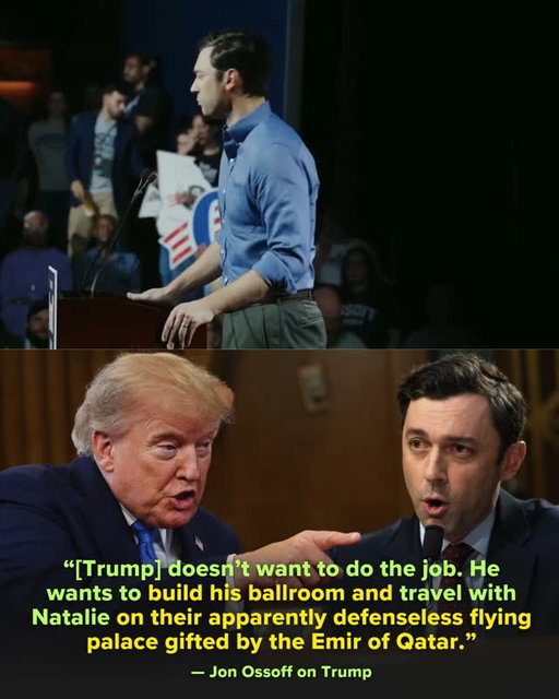 Ooooh? 👀 Georgia Senator Jon Ossoff dropped the name "Natalie" in a Sunday speech — casually, like everyone would know — and the internet immediately spiraled trying to figure out who he meant.

Turns out: Natalie Harp, Trump's executive assistant and constant presence. She types up his Truth Social posts as he dictates them, carries a portable printer stocked with positive news stories, and has written him letters saying things like "you are all that matters to me." Trump calls her "sweetie." She was one of the few people he brought with him during a suspected security threat in Turkey.

"'Travel with Natalie' is really gonna piss Piggy off." "You don't take a jab at Natalie Harp unless you're running for president." Full story at the link in bio. 🔗

📷: Getty Images; StefFeldman/ElectJon•com/X
