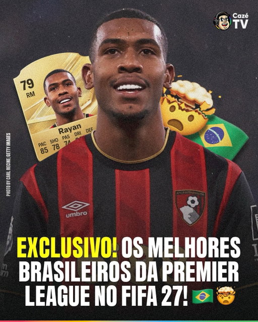 🚨 𝙀𝙓𝘾𝙇𝙐𝙎𝙄𝙑𝙊! OS MELHORES BRASILEIROS DA PREMIER LEAGUE NO EA FC 27 🚨

De acordo com a apuração da @cazetv em conjunto com o @futsheriff, esses são as notas (overall´s) oficiais dos jogadores brasileiros, na melhor liga do mundo, no EA FC 27 (antigo FIFA) 🤯🇧🇷

O que achou? Quem deveria ter uma nota maior e quem deveria ter uma nota menor? 👀

#CoberturaCazéTV #cztv04 #Original #FIFA #EAFC