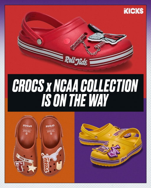 Crocs and the NCAA are linking up for a new Collegiate collection ahead of the new semester 📚

Teams include:

Alabama Crimson TideGeorgia BulldogsPenn State Nittany LionsLSU TigersFlorida GatorsUNC Tar HeelsKentucky WildcatsOhio State BuckeyesMichigan WolverinesTexas Longhorns
They are set to release August 25 for $75

(via @crocs)