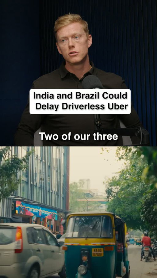 Comment “WATCH” for the full episode 👇⁠
⁠
@uber President and COO Andrew Macdonald says India and Brazil are already among Uber’s largest markets by trip volume, but the economics look very different.⁠
⁠
With fares of just a few dollars, he says it could take decades for autonomous vehicles to compete with the cost of human drivers in those markets.⁠
⁠
That’s why the shift to robotaxis won’t happen everywhere at once.⁠
⁠
#Uber #India #Brazil