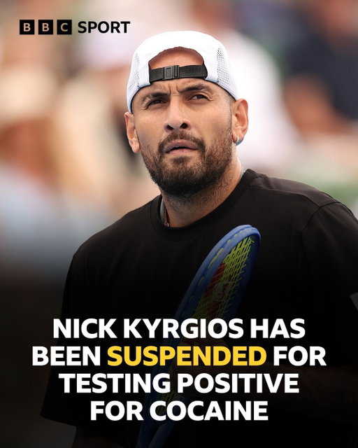 The International Tennis Integrity Agency (ITIA) has provisionally suspended Nick Kyrgios under the Tennis Anti-Doping Programme.⁣
⁣
Kyrgios provided a sample during an ATP 250 event in Mallorca, Spain, on 22 June 2026. On 17 July 2026, a World Anti-Doping Agency (WADA)-accredited laboratory confirmed the presence of benzoylecgonine, a metabolite of cocaine.⁣
⁣
The 31-year-old has the right to appeal the provisional suspension, but has not done so to date.