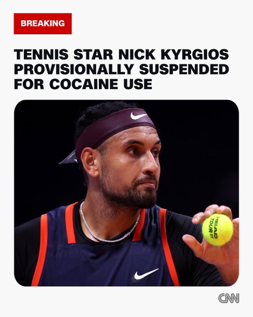 Australian former Wimbledon finalist Nick Kyrgios has been provisionally suspended by the International Tennis Integrity Agency after testing positive for cocaine.

Tap the link in bio for more.

📸 : Francois Nel/Getty Images Europe/Getty Images