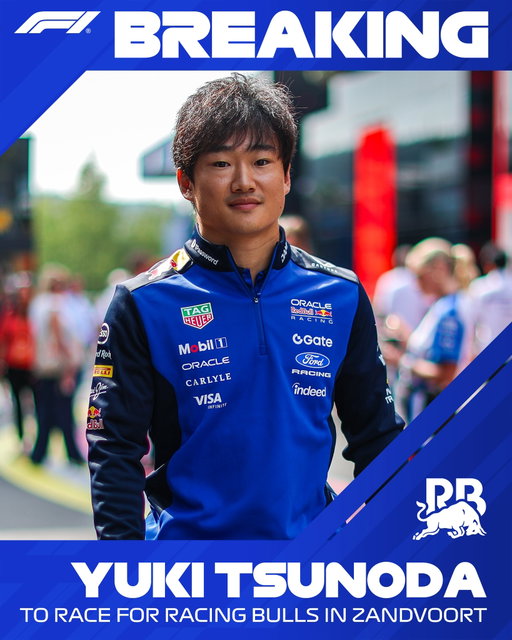 BREAKING: Yuki Tsunoda will drive for Racing Bulls in Zandvoort, taking the place of Liam Lawson who replaces the injured Hadjar at Red Bull Racing

#F1 #Formula1 #DutchGP