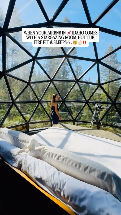✨🌌 YOUR NEXT IDAHO GETAWAY JUST GOT A WHOLE LOT DREAMIER. 
.
🔖 SAVE this post so you have this ready to go when you are wanting to book an unforgettable, one-of-a-kind stay!
.
➡️ SEND this to your BEST* adventure seeking, unique airbnb staying pal who’d love to check this place out with you. 
.
🛁🔥Imagine having your own private stargazing room, soaking under the stars in a hot tub, unwinding in a luxurious soaker tub, and gathering around the firepit after a day of exploring. 
.
🏡 Sleeps 6 🌟 Private stargazing room ♨️ Hot tub + soaker tub 🔥 Firepit
. 👌🏻Perfect for a girls’ getaway, romantic escape, or Idaho adventure
This is one UNIQUE IDAHO STAY you’re going to want to save!
.
💭 Comment “STARGAZER” and I’ll send you the link!
.
👋🏻Hi, I’m McKenzie — an avid food and adventure traveler based in Boise, Idaho who loves to share bucket-list itineraries, hidden gems, unique stays & adventure getaways. ✅ Follow @mckenzieinmotion for more!