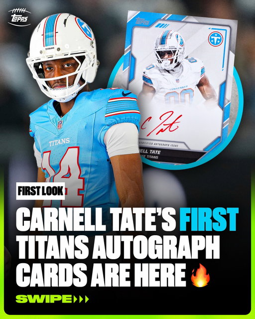 FIRST LOOK: Carnell Tate’s first autographed trading cards in a Tennessee Titans uniform 🔥

Find his autographed cards in Topps Flagship Football 👀