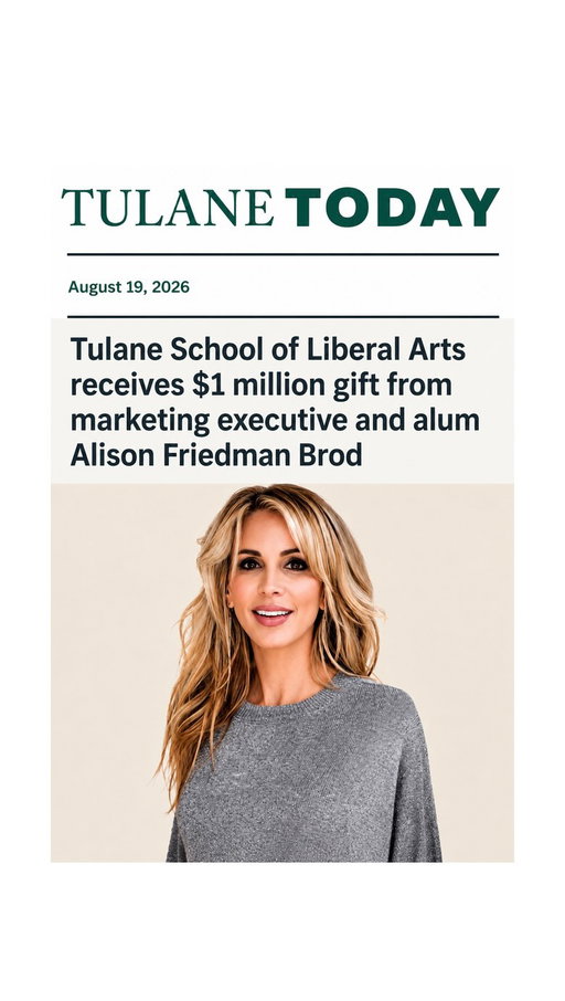 As AI puts everything else at your fingertips, communication skills may be the one thing that still sets you apart. I see this every day. 
I’m proud to be able to have made this gift to create the Alison Brod Media+Communication Wing in the newly renovated Newcomb Hall, one of the first places in the country to allow a woman to get a four year degree. There will be a cinema and studios and everything that anyone needs to create.  Roll Wave. 
Thank you to Andrew Klein @l8nyghter2 @ryanmeck_______ Meck @austinbrod_ Brod @tulaneu University @mister_mitchell