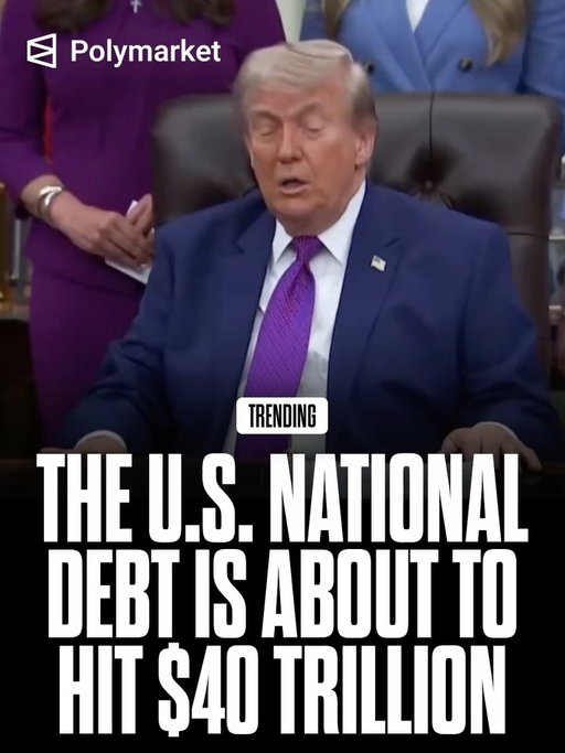 U.S. national debt is on track to surpass $40 trillion this week, months earlier than projected.

Rising borrowing, renewed inflation fears and the U.S.-Israeli war on Iran have pushed 30-year Treasury yields to their highest level since 2007, adding further pressure to government finances.

Traders predict only a 1% chance President Trump will reduce the deficit before 2027.