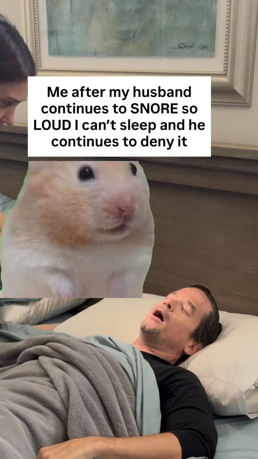 Nobody wants to be the one “sleeping” while the other person lies awake, listening to every snore and wondering how this became normal.

At first, it is a joke. A nudge. Turning the pillow. Trying to fall asleep before the noise starts. Maybe laughing about it the next morning.

But after enough bad nights, it stops being funny.

It becomes separate bedtime routines. One person falling asleep in seconds while the other stares at the ceiling, already dreading tomorrow. It becomes feeling like the issue is not being taken seriously, even if nobody means to be inconsiderate.

That is why this meme hits. The hamster is ridiculous. The frustration behind it is not.

Most men are not trying to make nights harder. They simply do not hear what happens after they fall asleep. They wake up and think the night was fine. Meanwhile, the other side of the bed has spent another night trying to tune it out.

Hostage Tape was built for the moment when both sides are ready to try something simple.

It is a comfortable, beard-friendly bedtime habit designed to help make nights quieter and mornings better. One strip before bed. No complicated routine. No lecture. Just a small change that can give both sides of the bed a better shot at a peaceful night.

A clinical study found 78% less snoring and 84% better sleep among participants. More than 150,000 men have made Hostage Tape part of their nightly routine.

If the hamster feels a little too relatable, it may be time to try the easier option.

Try Hostage Tape risk free 👉