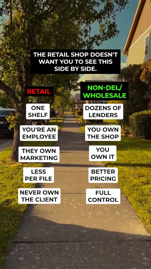 Retail vs. Non-Del: understanding where the real revenue goes!

#mortgage #nondel #loan