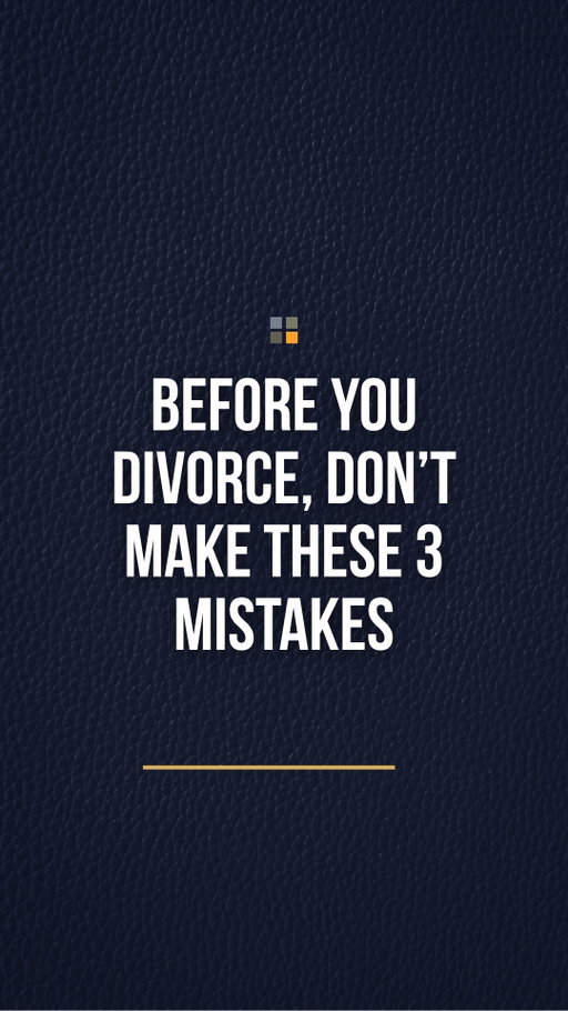 Divorcing soon? What you do before filing can have a bigger impact than you realize.

1. Moving money without a plan - Avoid transferring, hiding, or spending marital assets without understanding the consequences.
2. Failing to gather documents - Get copies of bank statements, tax returns, property records, investments, and debts.
3. Making decisions out of emotion - Don’t let anger or fear push you into choices that could hurt you later.

Taking the time to prepare can put you in a much stronger position.