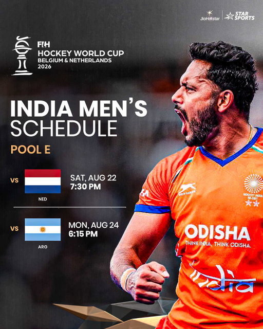 𝐓𝐇𝐄 𝐒𝐓𝐀𝐊𝐄𝐒 𝐉𝐔𝐒𝐓 𝐆𝐎𝐓 𝐇𝐈𝐆𝐇𝐄𝐑! 💥🏑

After advancing from Pool D, the Indian Men’s Hockey Team is set for Pool E action in the next round! ⚡

Watch #FIH Hockey World Cup 2026 👉 #INDvNED | SAT, 22nd AUG at 7:30 PM