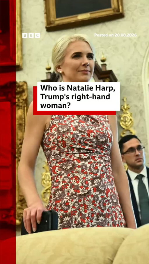 US President Donald Trump's right-hand woman, Natalie Harp, is in the spotlight after Georgia Senator Jon Ossoff - a Democrat and frequent Trump foil - name-checked her in a speech that has since gone viral.
 
One of Trump's longest-serving and most loyal aides, 35-year-old Harp is trusted with typing out his Truth Social posts, among other top responsibilities.
 
Tap the link in @BBCNews's bio to read more about Trump's aide.

#BBCNews