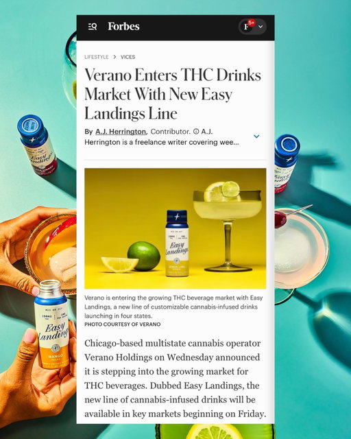 @forbes heard it first! Easy Landings, our new c@nnabis inf*sed drinks are headed to arrivals in Illinois, Arizona, and Nevada tomorrow, and New Jersey next week. 

Four delicious flavors, crafted to sip straight or mix in with whatever you’re already drinking. Read the full feature in our story.