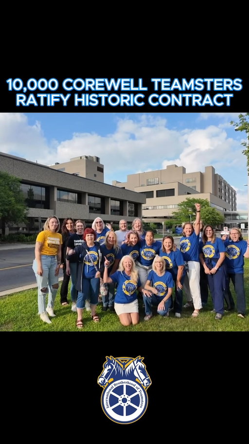 🚨 BREAKING NEWS 🚨 

10,000 Teamsters nurses at Corewell Health East have just ratified a historic first union contract, following their landmark win two years ago of one of the largest union elections in the U.S.