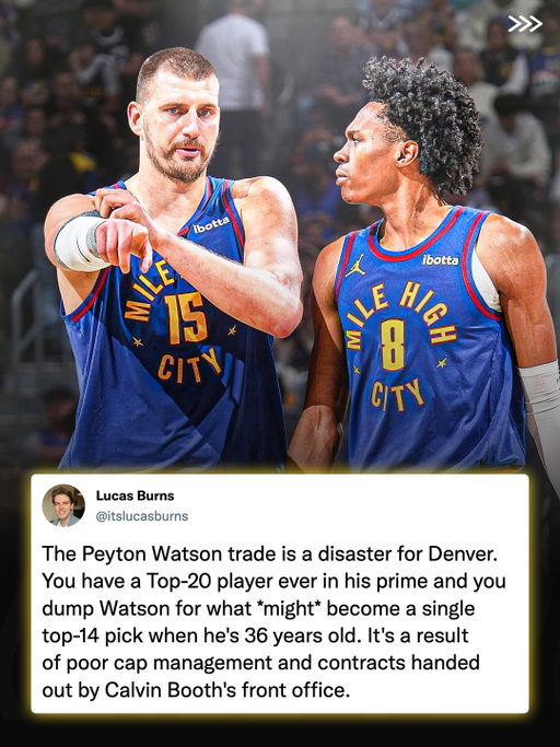The Denver Nuggets continue to spiral downward since their championship season in 2023.

The latest disaster is trading Peyton Watson for a 2031 pick. It saved the team over $100m in projected luxury tax, and allows them to stay below the second apron in 2026-27, even after another veteran minimum signing like DeMar DeRozan.

And while DeRozan would be a good signing, Denver should have been able to do that while keeping Watson. But a stretch of disaster contracts post-championship has Ben Tenzer’s front office in handcuffs.

Murray, Braun, Gordon and Nnaji all signed extensions at least one year before reaching free agency.

Luckily, Murray just had a career season. But anything less than that, and his contract turns negative.

Gordon signed his three-year extension TWO years ago. It’s just kicking in now, and he’s played 87 games in the last two seasons. His contract is under water due to the hamstring injuries.

Christian Braun might be the worst contract in the league. If there are any truly untradeable contracts in the NBA, this is one of them.

And of course, there’s Zeke Nnaji! The most untradeable $7m salary in NBA history. Denver has been trying to trade that contract since they signed the extension THREE years ago.

Your championship window is never truly closed with Jokic on your team, but the odds have never been slimmer than they probably are right now.
