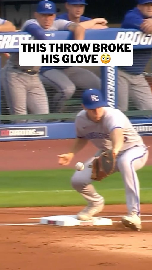 Have you ever seen a baseball glove break mid-play?!

This Bobby Witt Jr. throw busted the first baseman’s glove 🤯