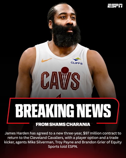 James Harden's career earnings will now reach $511 million, ranking him fourth among six players in NBA history to eclipse the $500 million mark, joining the 76ers' LeBron James, the Rockets' Kevin Durant, the Warriors' Stephen Curry, the Celtics' Paul George and the 76ers' Joel Embiid.

Harden turns 37 next Wednesday (Aug. 26), and when the 11-time NBA All-Star officially signs, he will become the second player in league history to sign for over $90 million in guaranteed salary at age 37 or older, with LeBron being the other.

In June, Harden declined his $42.3 million player option, but at the outset of free agency he and his agents worked with the Cavaliers on two- and three-year structures. 

The Cavaliers needed Harden to lower his annual salary in a three-year deal, versus a more costly two-year deal, in order to get under the first and second aprons – as well as give Cleveland the time necessary late into the offseason to trade for Peyton Watson. 

Harden played a key recruiting role with Watson during his restricted free agency, staying in active communication to push him to Cleveland, per sources.