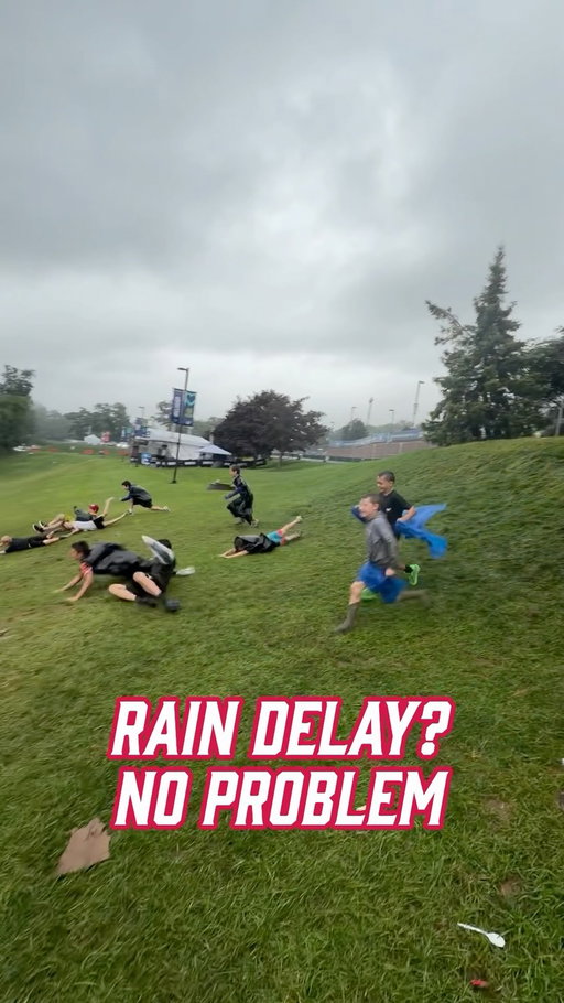 A little rain delay can’t stop the fun on the hill at Lamade Stadium
