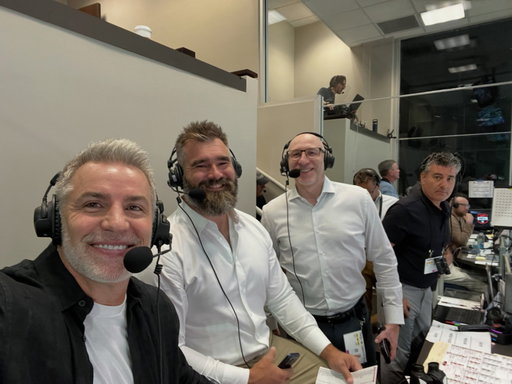 First night in the booth with my new crew #DavePasch & @jason.kelce - excited to get the season started and give you some great calls!!
