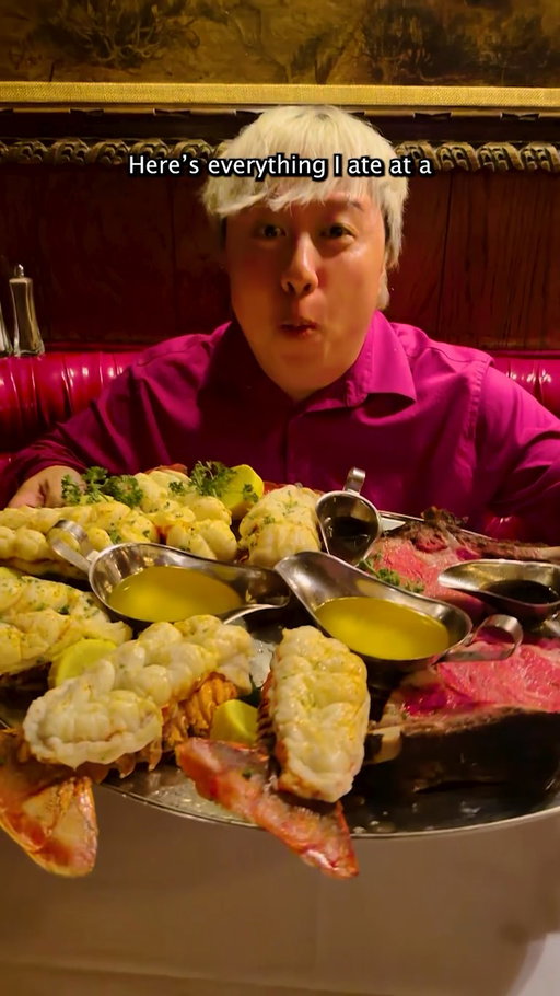 Everything I ate at the Most Expensive Steakhouse in Las Vegas 🍖🍤🦞🦴 #lasvegas #foodreview #mukbang #vegasfood #steakhouse