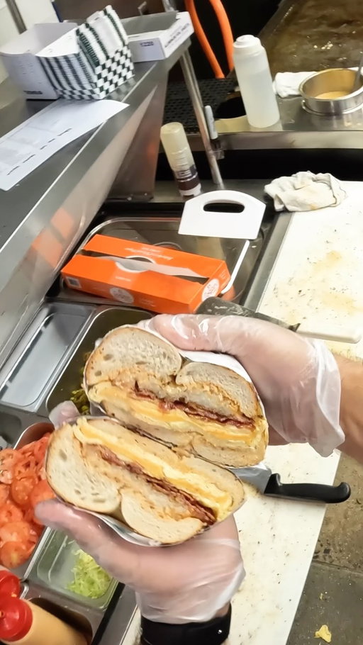 The Jersey Classic! Bacon Egg n Cheese on an Everything Bagel 🥯 🥓 Make any Breakfast Sandwich Billy’s Way (Crispy Hash-brown with our Signature O’Saucy)