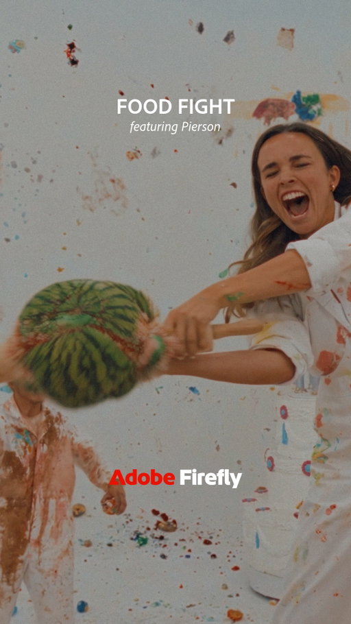 A quick look behind the most insane food fight of all time. Straight from @Pierson's imagination, brought to life with Adobe Firefly.