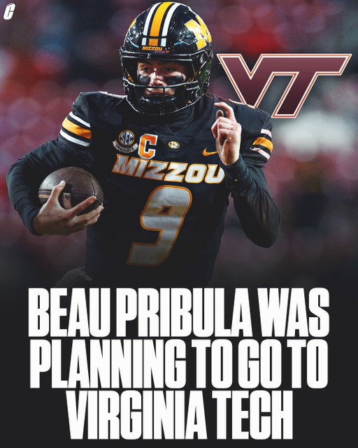The transfer portal is a crazy world 😳

Mizzou transfer Beau Pribula was in Blacksburg when Ethan Grunkemeyer committed to the Hokies.

(Via Max Olson)