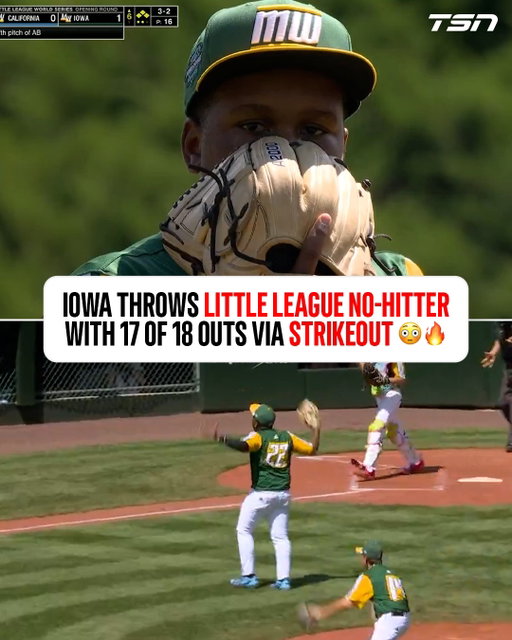 WHAT A PERFORMANCE 🔥

Iowa pitched a combined no-hitter at the Little League World Series... with 17 of 18 outs via strikeout 🤯