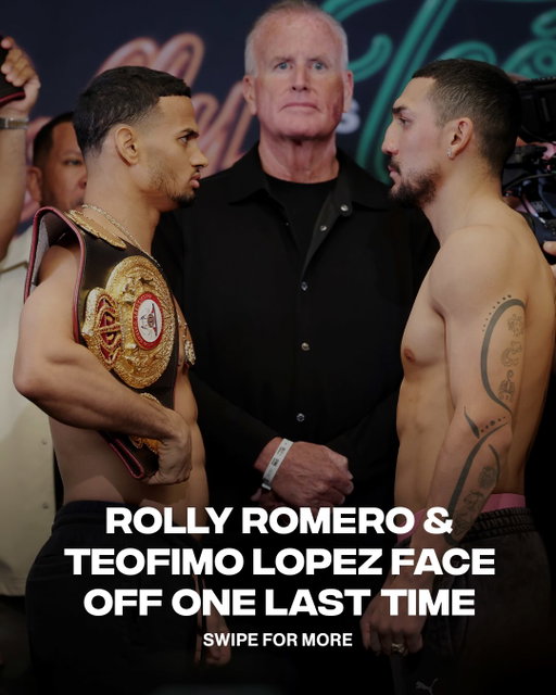 Last face off!! 👀🥊

Rolly Romero and Teofimo Lopez get one final staredown before fight night 🔥

📸: Getty