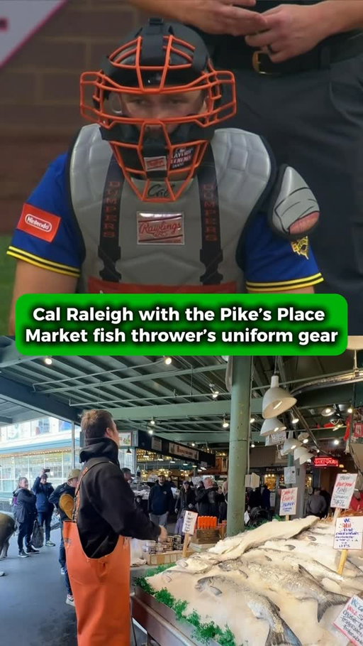 Cal Raleigh took inspiration from the fish mongers at Pike’s Place Market for his Players Weekend catcher’s gear 🎣 (via @mariners, @pikeplacefish)
