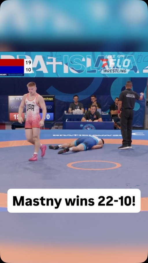 After being down 10-1, Jimmy Mastny scored 21 straight points to win 22-10! Mastny will wrestle for U20 world bronze later today live on FloWrestling 🇺🇸