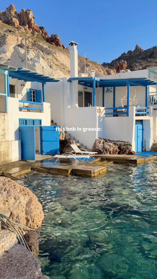 Comment “SEA” and we’ll send you the link to this apartment in Milos, Greece 💙🇬🇷

Imagine slow mornings by the water, swimming right outside your door and ending the day watching the sun go down over one of the most beautiful islands in Greece. ✨

📍 Milos, Cyclades, Greece

Save this for your next trip to Greece & send it to someone you’d stay here with! 🌊