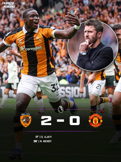 𝐃𝐈𝐒𝐀𝐒𝐓𝐄𝐑 𝐒𝐓𝐀𝐑𝐓 𝐅𝐎𝐑 𝐌𝐀𝐍 𝐔𝐍𝐈𝐓𝐄𝐃! 😳🐯

Newly promoted Hull City 𝐒𝐇𝐎𝐂𝐊 the Red Devils 🟠⚫️🤯

Who’s been your 𝐌𝐚𝐧 𝐨𝐟 𝐭𝐡𝐞 𝐌𝐚𝐭𝐜𝐡 today? 🍿