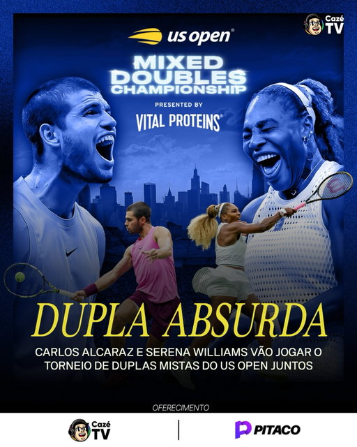 ELITE PURA! 🥵🤌

Após ser confirmado para a disputa do US Open, Carlos Alcaraz também está dentro do torneio de duplas mistas e ao lado DA MAIOR TENISTA DE TODOS OS TEMPOS! Vai jogar ao lado de Serena Williams.

O torneio será disputado de segunda-feira até quarta e conta com outras duplas de peso, como: Novak Djokovic e Aryna Sabalenka, Iga Swiatek e Casper Ruud e também com a presença de Luisa Stefani e Neal Skupski, que vão jogar o quali.

#CoberturaCazéTV #Tênis #PostPatrocinado #Pitaco
