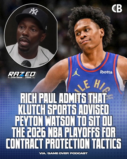 NBA agent Rich Paul alluded to how Klutch Sports didn’t rush Peyton Watson back from a right hamstring injury in the 2026 NBA playoffs to preserve himself for a new contract:

“When you’re dealing with those injuries, you have to be careful in your return. Guys want to play. You have to protect them from themselves… you’re up for a contract, & it’s the playoffs, & you’ve had a pretty good year. It’s important to protect that.” 

Peyton was a part of a sign-&-trade deal with Cleveland where he signed a 4-year, $88 Million deal. 

Thoughts? 🤔

Via. @gameover_pod