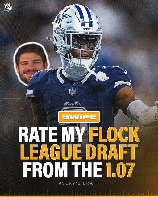 Rate Avery’s Flock Draft from the 1.07! 🔥

Thoughts? 👀

Follow @domainfantasyfootball for more Fantasy Football content!

1.07 - Amon-Ra St. Brown

2.06 - Derrick Henry

3.07 - George Pickens

4.06 - Tetairoa McMillan

5.07 - Davante Adams

6.06 - Parker Washington

7.07 - Tony Pollard

8.06 - J.K. Dobbins

9.07 - George Kittle

10.06 - KC Concepcion

11.07 - Trevor Lawrence

12.06 - Tyjae Spears

13.07 - Brock Purdy

14.06 - Mark Andrews

15.07 - Eagles Defense