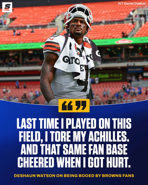Deshaun Watson feels Browns fans booing him has been ‘personal’ and ‘disrespectful.’ 😯
[via danieloyefusi]
