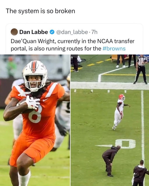 thoughts on this?? 😳

Dae'Quan Wright played college football last season for the Ole Miss Rebels during the 2025 campaign, earning second-team All-SEC honors as a tight end.

(inharmsway9/x, dan_labbe/x)
#browns #collegefootball #nflpreseason