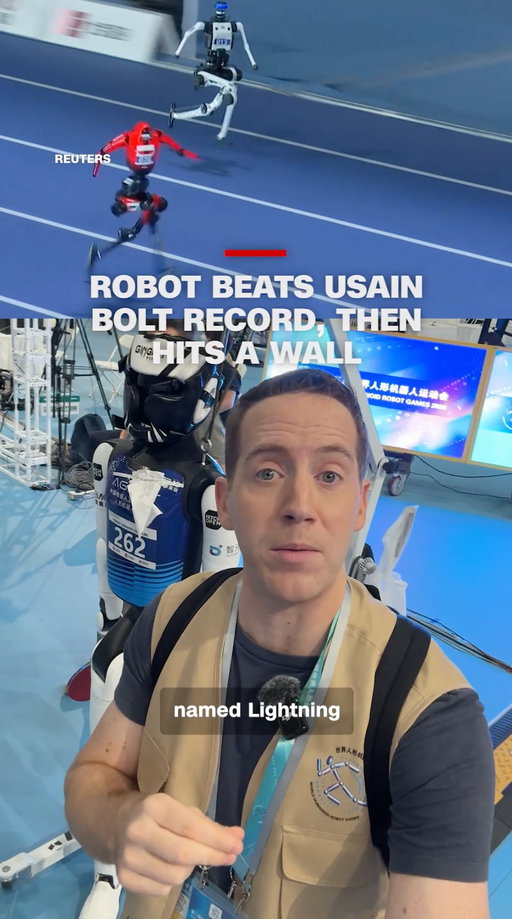 A humanoid robot beat Usain Bolt's 100-meter race record at the World Humanoid Robot Games in Beijing on Saturday. CNN’s Mike Valerio reports from the games as robots go head-to-head in different sports across five days.