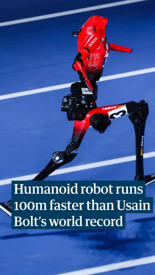 A Chinese ‌humanoid robot ran 100 metres in 9.39 seconds during a preliminary heat at the World Humanoid Robot Games in Beijing, faster than the men’s world record held by Usain Bolt.

Tiangong Ultra, developed by the Beijing Humanoid Robot Innovation ​Center, won its heat at the opening of the Games’ second edition. 

The result comes after Chinese state media reported that Lightning, a humanoid robot made by smartphone maker Honor, had run 100 metres in 9.32 seconds in a preparatory test, ‌reaching a ⁠peak speed of 14.5 metres per second.

Photo: Wu Hao, EPA
