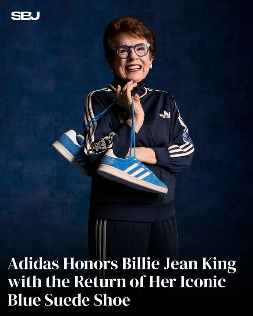 Adidas is bringing back Billie Jean King’s Blue Suede Shoe, more than five decades after she wore the original pair during the 1973 “Battle of the Sexes.” 🎾

The reimagined design honors King’s legacy with her portrait and signature, the year “1973” and the match’s set scores.
