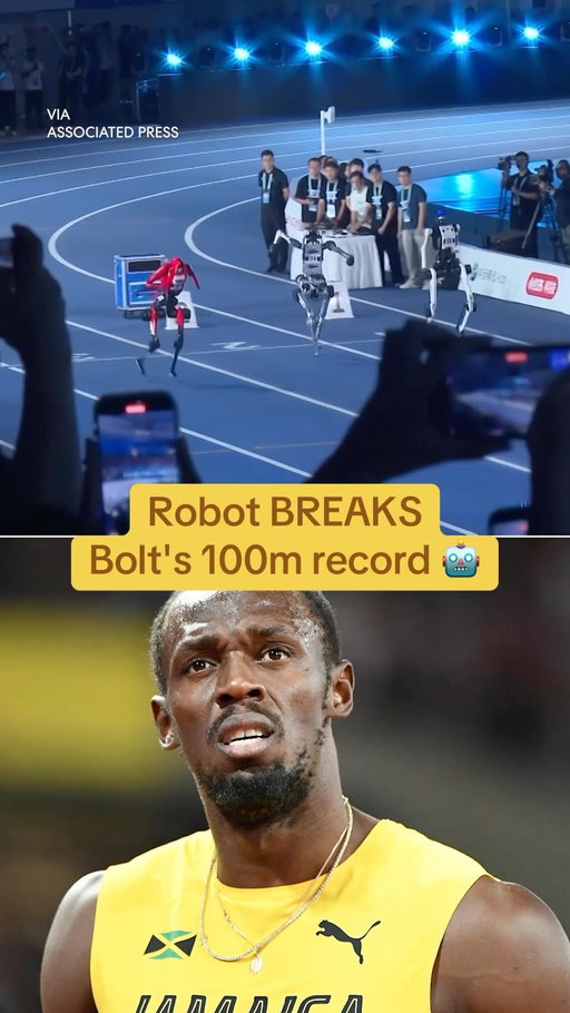 A robot clocked in at 9.39 seconds in the 100-meter sprint at the World Humanoid Robot Games, beating Usain Bolt's 2009 human record of 9.58 seconds 😳

(via Associated Press)