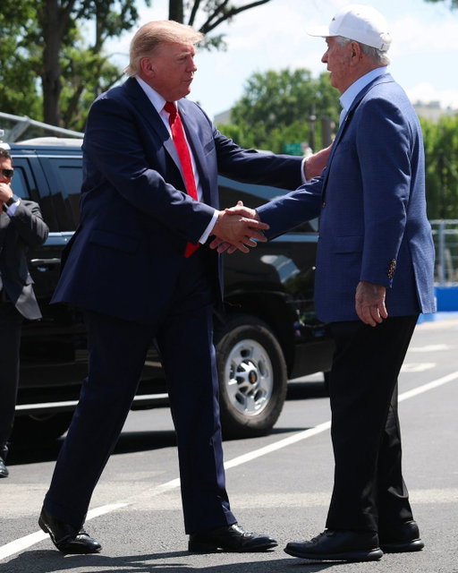 President Donald Trump drove through, and the U.S. military marched in Washington D.C. during the leadup to the Freedom 250 Grand Prix.